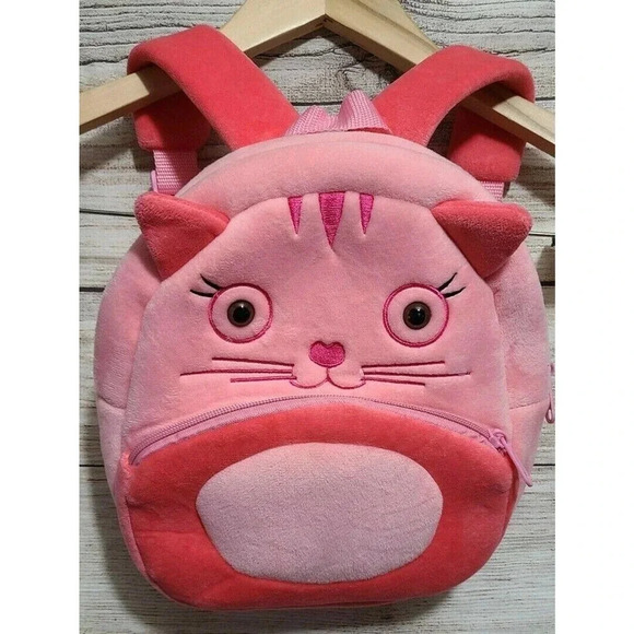 Kakoo Toddler Girl's Pink Cat Backpack One Size Plush Soft - Picture 1 of 5